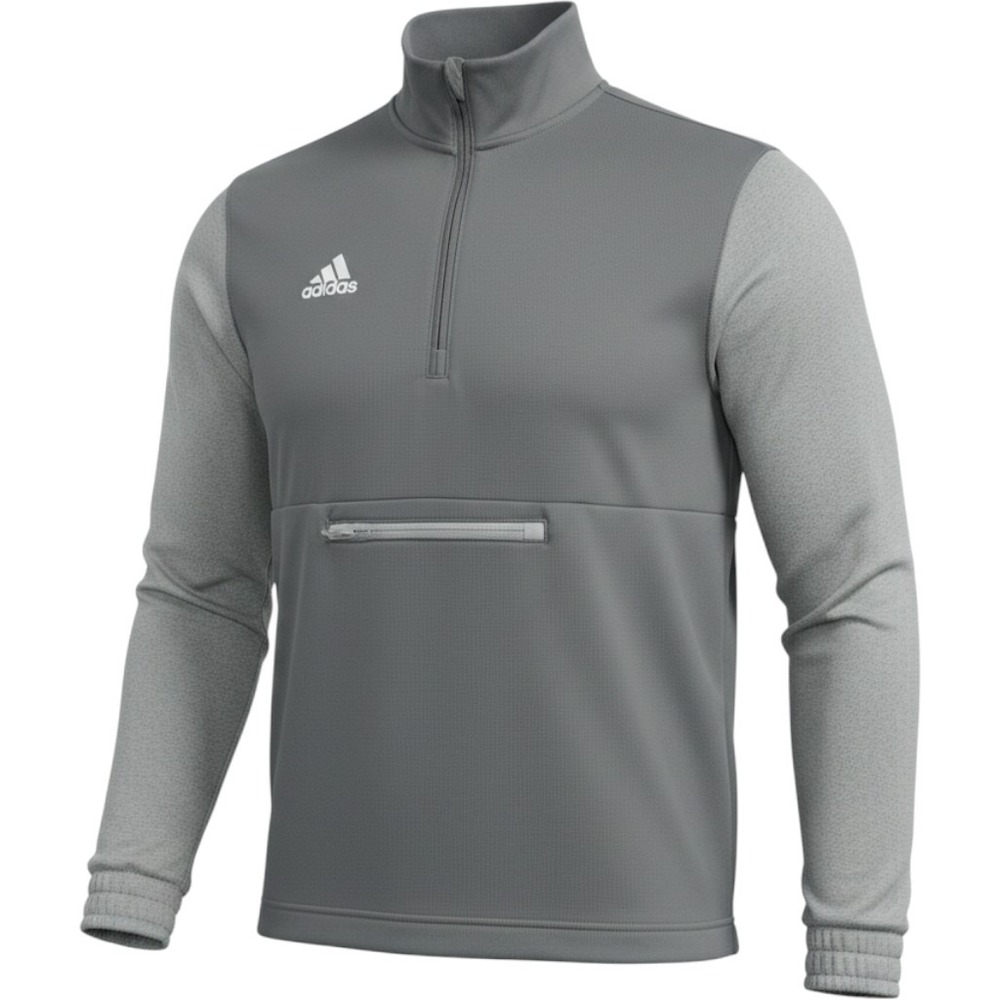 Adidas Men Mock Neck Team Issue‎ Half Zip Soft Fleece Pullover Sweatshirt Gray L